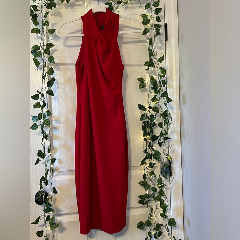 Stunning Red Halter Sheath Dress